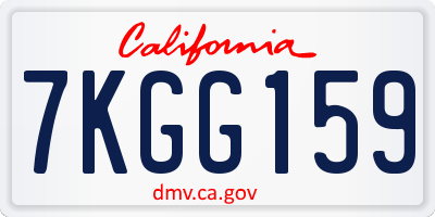 CA license plate 7KGG159