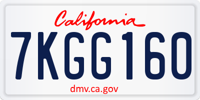 CA license plate 7KGG160