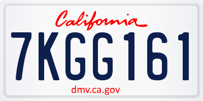 CA license plate 7KGG161