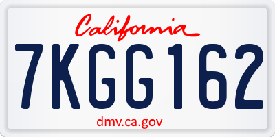 CA license plate 7KGG162