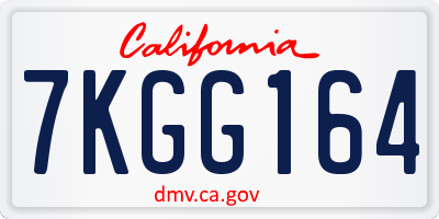 CA license plate 7KGG164