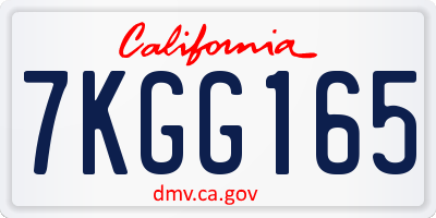 CA license plate 7KGG165