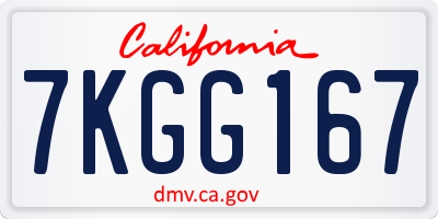 CA license plate 7KGG167