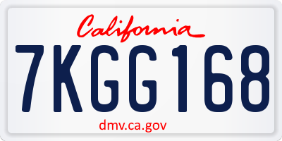CA license plate 7KGG168