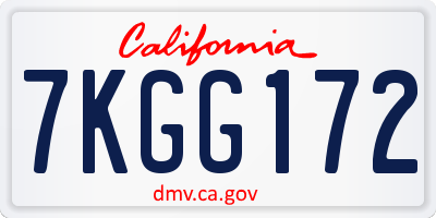 CA license plate 7KGG172