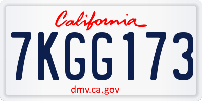 CA license plate 7KGG173