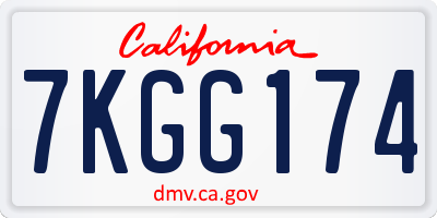 CA license plate 7KGG174