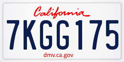 CA license plate 7KGG175