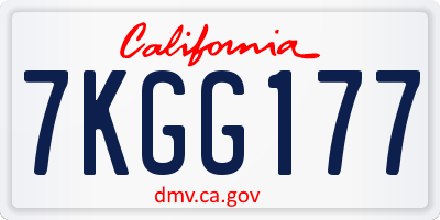 CA license plate 7KGG177