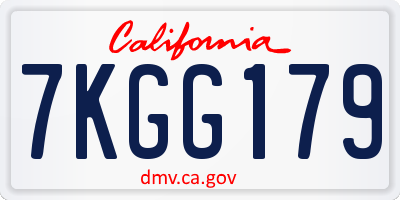 CA license plate 7KGG179