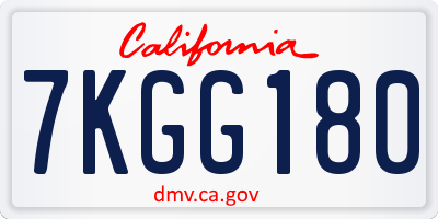CA license plate 7KGG180
