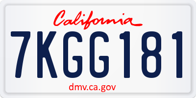 CA license plate 7KGG181