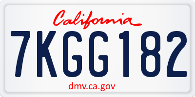 CA license plate 7KGG182