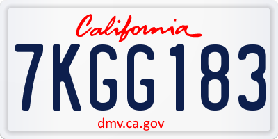 CA license plate 7KGG183