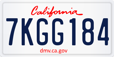 CA license plate 7KGG184