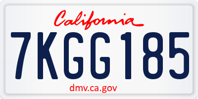 CA license plate 7KGG185