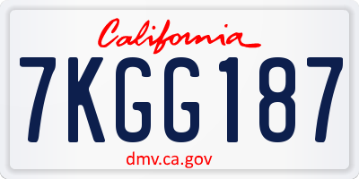 CA license plate 7KGG187