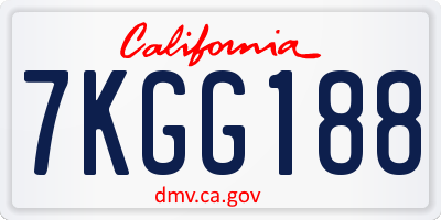 CA license plate 7KGG188
