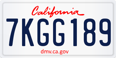 CA license plate 7KGG189