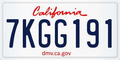 CA license plate 7KGG191