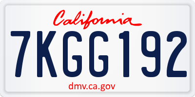 CA license plate 7KGG192