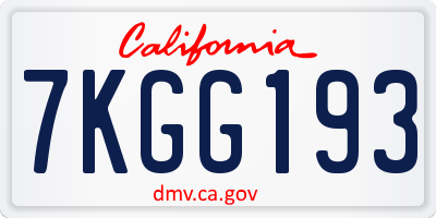 CA license plate 7KGG193
