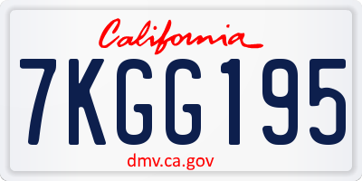 CA license plate 7KGG195