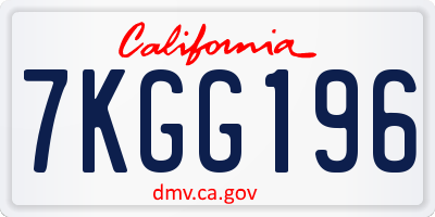 CA license plate 7KGG196