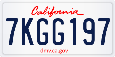 CA license plate 7KGG197