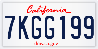 CA license plate 7KGG199