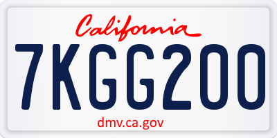 CA license plate 7KGG200