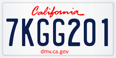 CA license plate 7KGG201