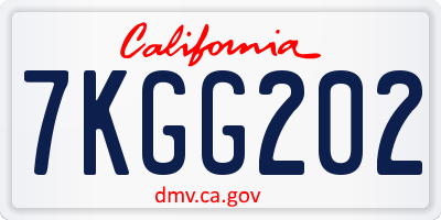 CA license plate 7KGG202