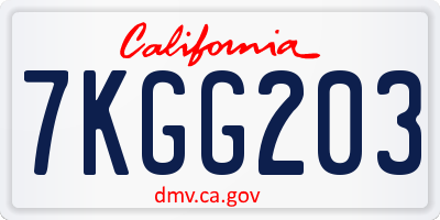 CA license plate 7KGG203