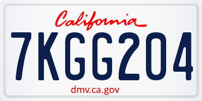 CA license plate 7KGG204