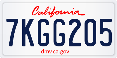 CA license plate 7KGG205