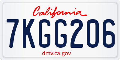 CA license plate 7KGG206