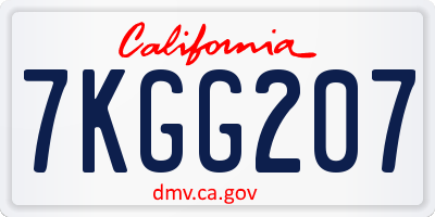 CA license plate 7KGG207