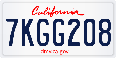 CA license plate 7KGG208