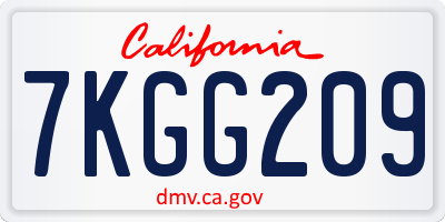 CA license plate 7KGG209