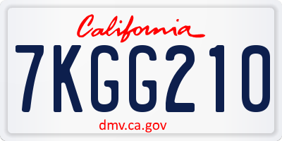 CA license plate 7KGG210