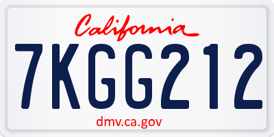 CA license plate 7KGG212