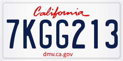 CA license plate 7KGG213