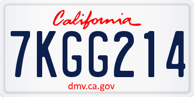 CA license plate 7KGG214