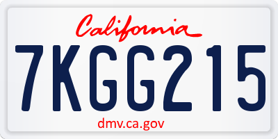 CA license plate 7KGG215