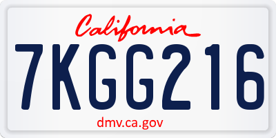 CA license plate 7KGG216