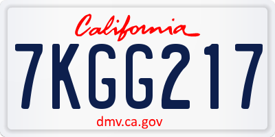 CA license plate 7KGG217
