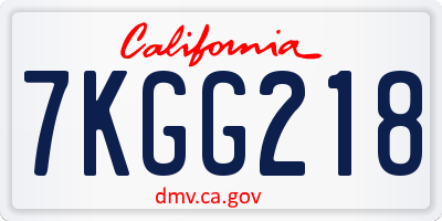 CA license plate 7KGG218