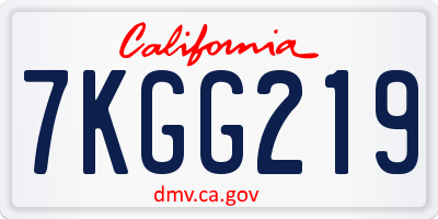 CA license plate 7KGG219