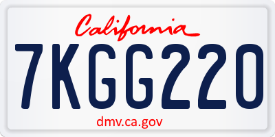 CA license plate 7KGG220